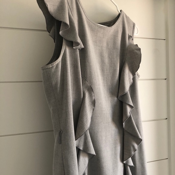 Calvin Klein Grey Shift Dress with Ruffle - Picture 2 of 3